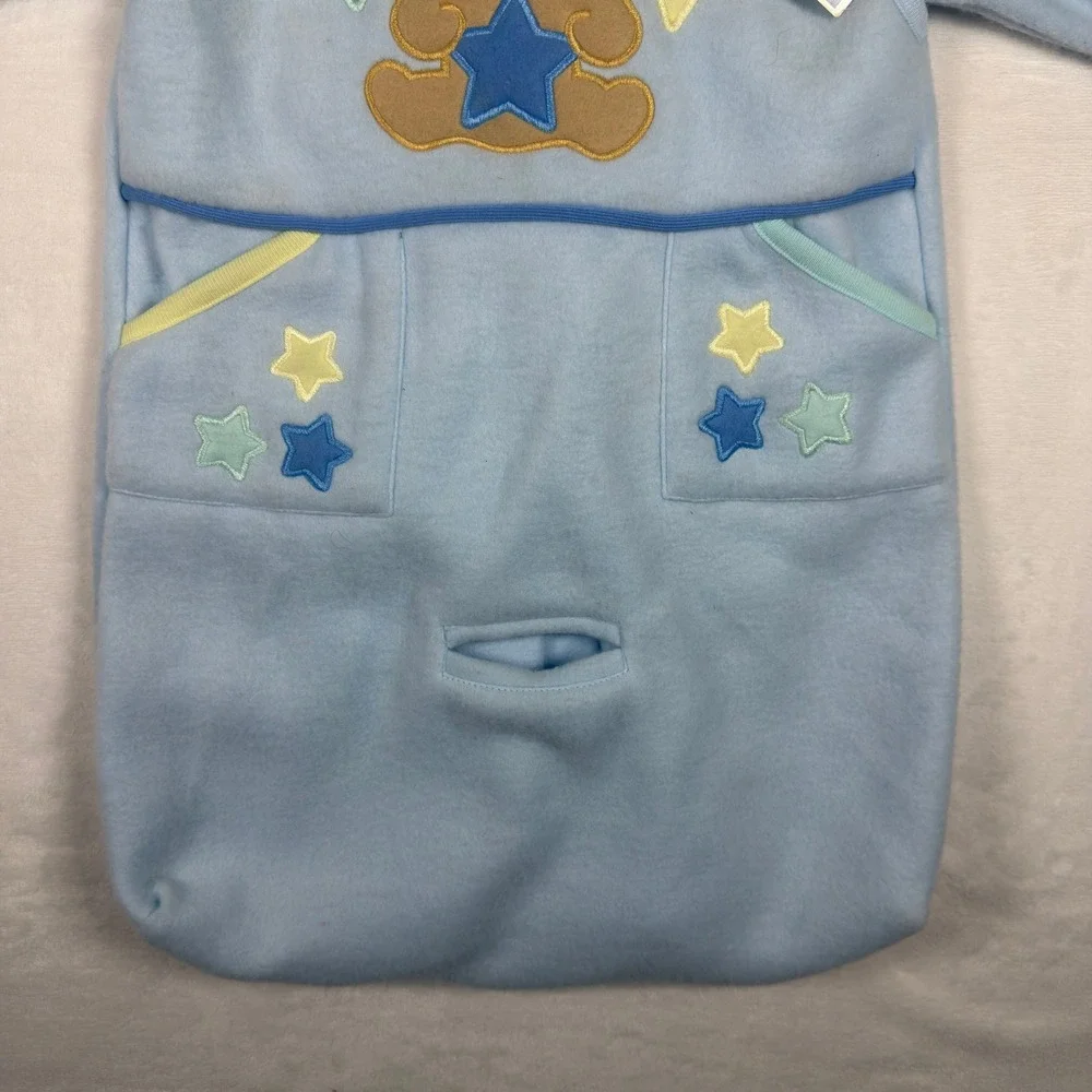 Vintage Basic Outlook Baby Fleece Bunting Sleeper Blue Teddy Bear 0-3 Months NWT